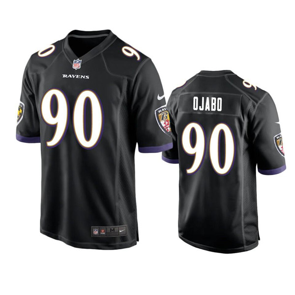 Men's Baltimore Ravens #90 David Ojabo Black Stitched Game Jersey Men's Baltimore Ravens #90 David Ojabo Black Stitched Game Jersey